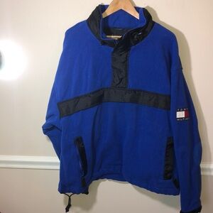 Tommy Hilfiger Blue Pullover Fleece Flag XL VTG